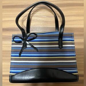 NOATD blue striped mini purse w black bow